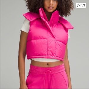 Lululemon Wunder Puff Super-Cropped Vest Pink Removable Hood 2